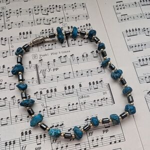 Elegant Blue and Silver Beaded Large Bracelet